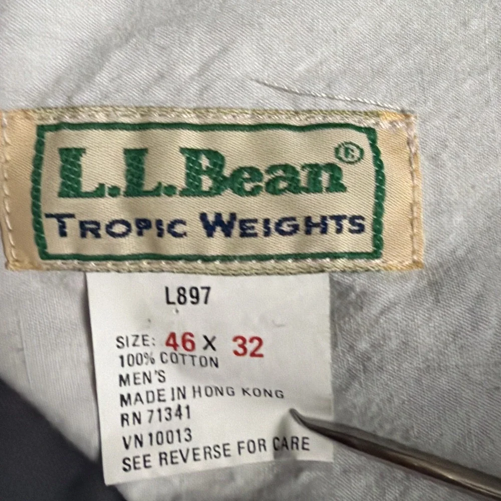 LL Bean Tropic Weight Pant Men 46x32 Heritage Cotton Straight Sunwashed Gray NEW